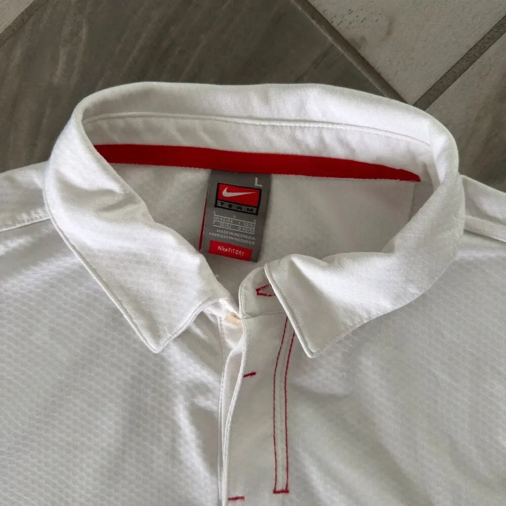 Nike Ohio State Buckeyes Golf Polo Shirt Men's L White Red Dri-FIT